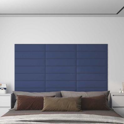 vidaXL Wandkopfteilen 12 pcs 60 x 15 cm Blau Stoff