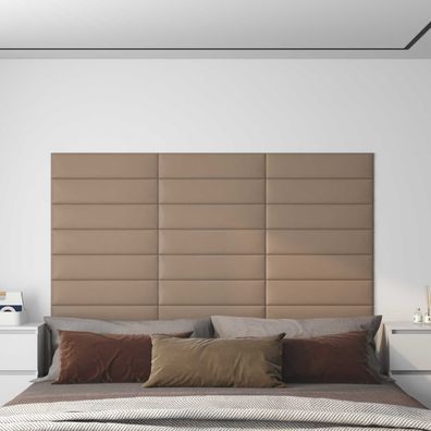 vidaXL Wandkopfteilen 12 pcs 60 x 15 cm Cappuccino Stoff