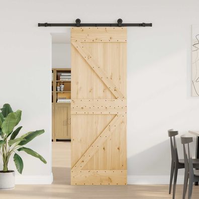 vidaXL Schiebetür NARVIK 70 x 210 cm (152,5 cm) Natürlich und Schwarz