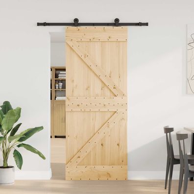 vidaXL Schiebetür NARVIK 85 x 210 cm (152,5 cm) Natürlich und Schwarz