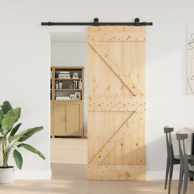 vidaXL Schiebetür NARVIK 80 x 210 cm (152,5 cm) Natürlich und Schwarz