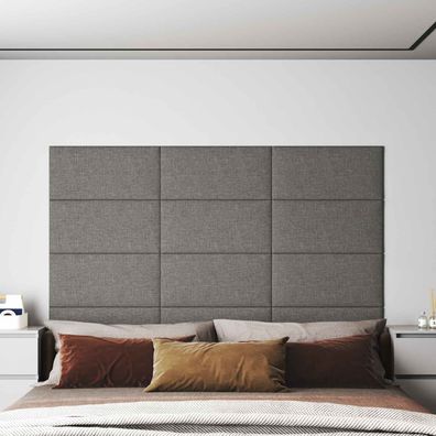 vidaXL Wandkopfteilen 12 pcs 60 x 30 cm Hellgrau Stoff