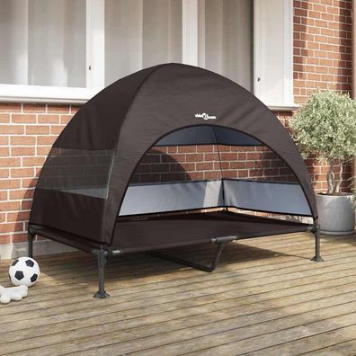 vidaXL Hochgelegtes Hundebett Braun 127 x 81 x 108 cm Stoff und Stahl