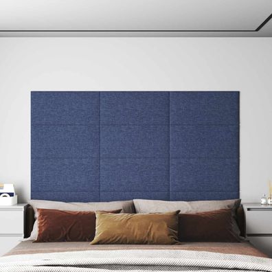 vidaXL Wandkopfteilen 12 pcs 60 x 30 cm Blau Stoff