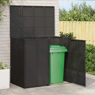 vidaXL Mülltonnenbox 2 pcs Schwarz 130 x 80 x 115 cm Polyethylen