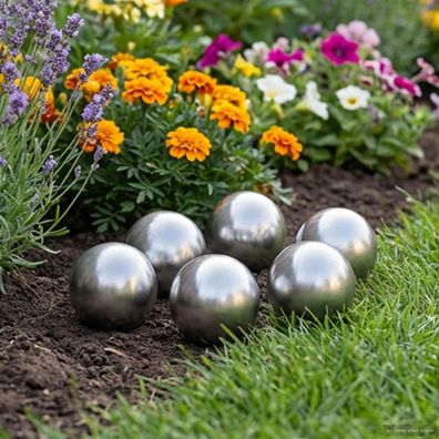 vidaXL Gebürsteter Ball 6 pcs Ø 7,5 cm Silber Edelstahl 201