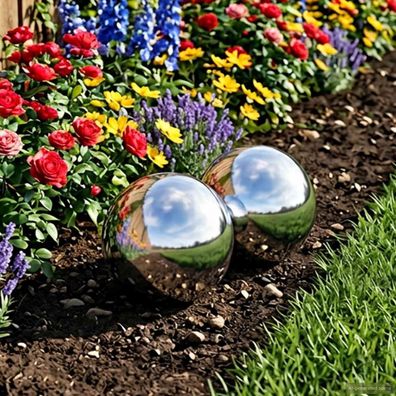 vidaXL Spiegelball 2 pcs Ø 15 cm Silber Edelstahl 201
