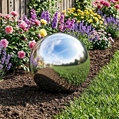 vidaXL Spiegelball Ø 37,5 cm Silber Edelstahl 201