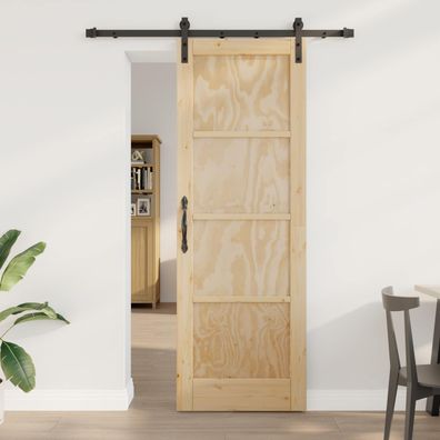 vidaXL Schiebetür Natur 73,5 x 211 cm Massives Kiefernholz