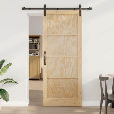 vidaXL Schiebetür Natur 86 x 211 cm Massives Kiefernholz