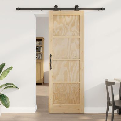 vidaXL Schiebetür Natürlich und Schwarz 73,5 x 211 cm