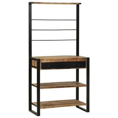 vidaXL Küchenregal Braun und Schwarz 80 x 40 x 160 cm Massivholz Mango