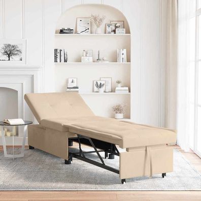 vidaXL Schlafsofa Ausziehbar Creme 194 x 67 x 82 cm Mikrofaser