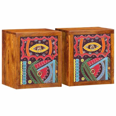 vidaXL Nachttisch 2 pcs Braun 35 x 30 x 40 cm Massivholz Akazie
