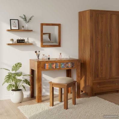 vidaXL Schminktisch Braun 90 x 45 x 75 cm Massivholz Akazie