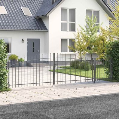 vidaXL Gartentor Woerden 150 x 500 cm Stahl Grau Abschließbar