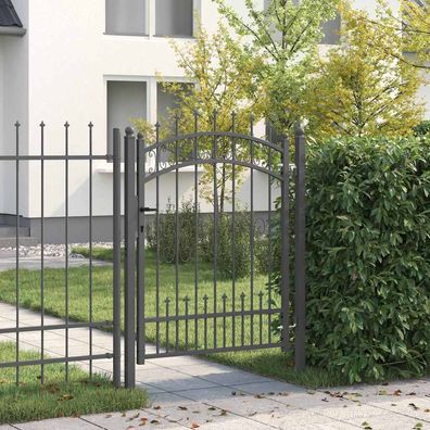 vidaXL Zauntor mit Speer-Top KAMPEN 103 x 175 cm Stahl Grau