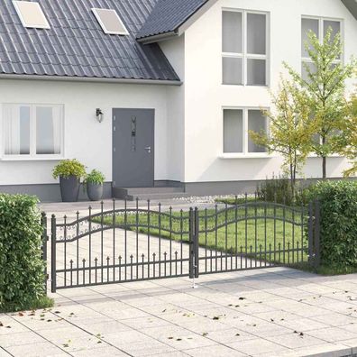 vidaXL Zauntor mit Speer-Top KAMPEN 305 x 75 cm Stahl Grau