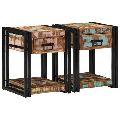 vidaXL Nachttisch 2 pcs 40 x 40 x 50 cm Massives upgecyceltes Holz