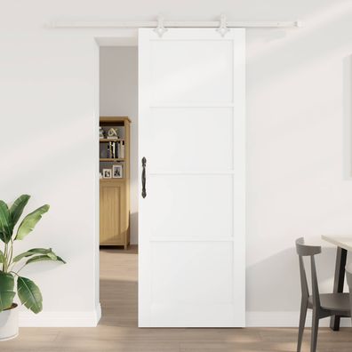 vidaXL Schiebetür Weiß 83 x 232 cm Massives Kiefernholz