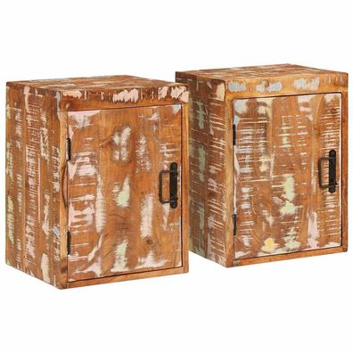 vidaXL Nachttisch 2 pcs Braun 35 x 33 x 48 cm Massivholz Altholz