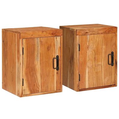 vidaXL Nachttisch 2 pcs Braun 35 x 33 x 48 cm Massivholz Akazie