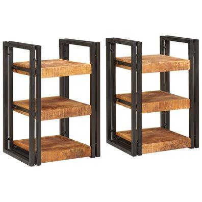 vidaXL Nachttisch 2 pcs Braun und Schwarz Massivholz Mango