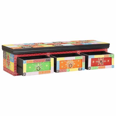 vidaXL TV-Schränk Mehrfarbig 100 x 30 x 24 cm Massivholz Mango