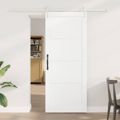 vidaXL Schiebetür ORKDAL Weiß 83 x 202 cm Massives Kiefernholz