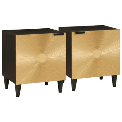vidaXL Nachttisch 2 pcs Schwarz und Gold 40 x 33 x 46 cm Holzwerkstoff