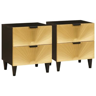 vidaXL Nachttisch 2 pcs Schwarz und Gold 40 x 33 x 46 cm Holzwerkstoff