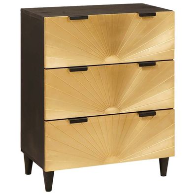 vidaXL Sideboard Schwarz und Gold 60 x 33 x 75 cm Massivholz Mango