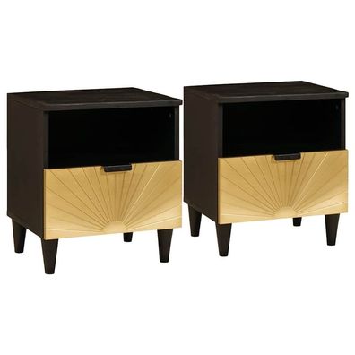 vidaXL Nachttisch 2 pcs Schwarz und Gold 40 x 33 x 46 cm Holzwerkstoff