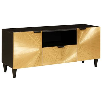 vidaXL TV-Schränk Schwarz und Gold 105 x 33 x 46 cm Holzwerkstoff