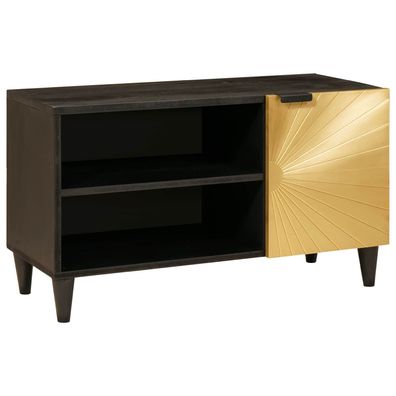 vidaXL TV-Schränk Schwarz und Gold 80 x 33 x 46 cm Holzwerkstoff