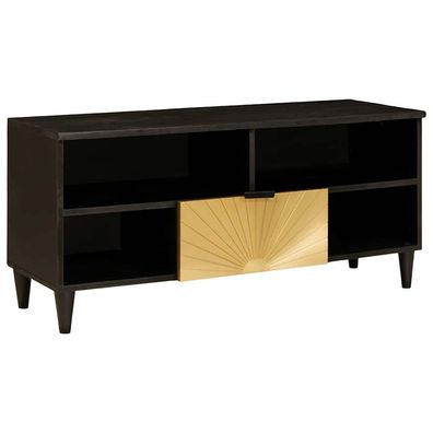 vidaXL TV-Schränk Schwarz und Gold 100 x 33 x 46 cm Holzwerkstoff