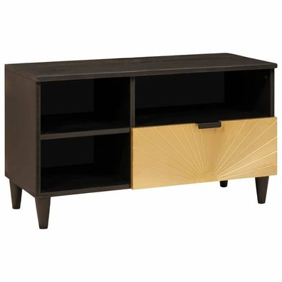 vidaXL TV-Schränk Schwarz und Gold 80 x 33 x 46 cm Holzwerkstoff