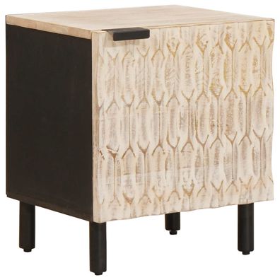 vidaXL Nachttisch Weiß 40 x 33 x 46 cm Massivholz Mango