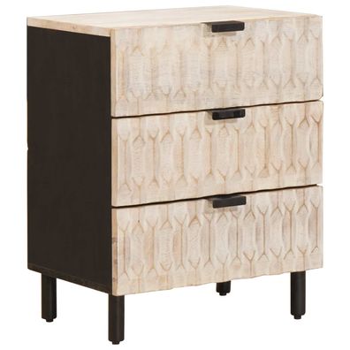 vidaXL Nachttisch mit Schubladen Weiß 50 x 33 x 62 cm Massivholz Mango