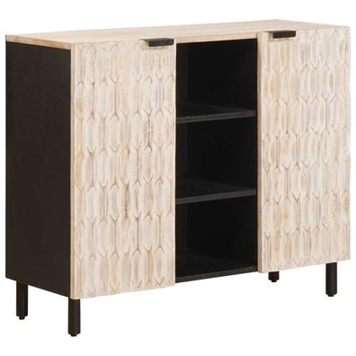 vidaXL Sideboard mit Regal Weiße gewaschene Oberfläche 90 x 33 x 75 cm
