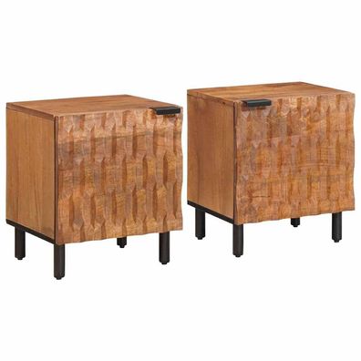 vidaXL Nachttisch 2 pcs Braun 40 x 33 x 46 cm Massivholz Mango
