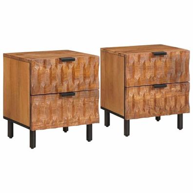 vidaXL Nachttisch 2 pcs Braun 40 x 33 x 46 cm Massivholz Mango