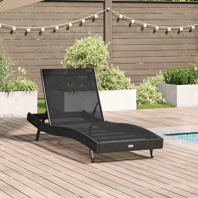 vidaXL Sonnenliege Schwarz 197 x 70 x 82 cm Poly-Rattan