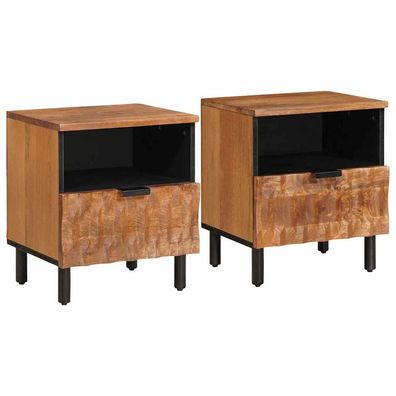 vidaXL Nachttisch 2 pcs Braun 40 x 33 x 46 cm Massivholz Mango