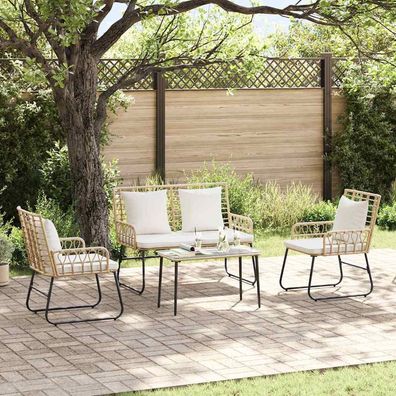 vidaXL Garten Essgruppe 3 pcs Braun und Creme Poly-Rattan