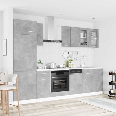 vidaXL Kücheneinheit Lyon 8 pcs Betongrau Holzwerkstoff