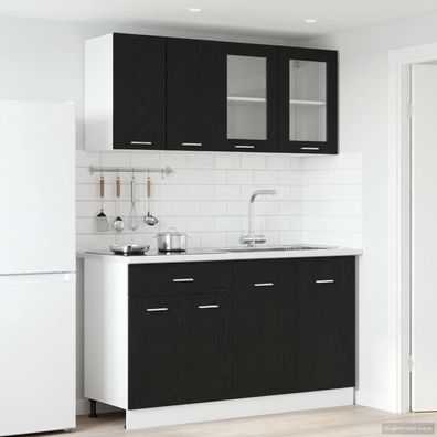 vidaXL Kücheneinheit LYON 4 pcs Schwarze Eiche Holzwerkstoff