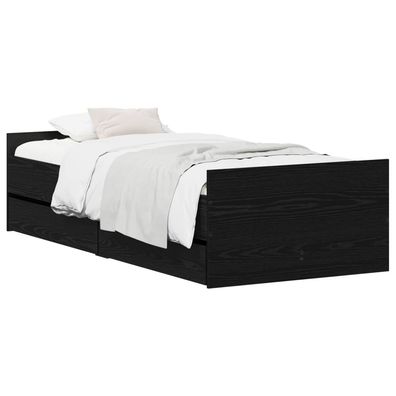 vidaXL Bettrahmen Schwarze Eiche 90 x 200 cm Holzwerkstoff