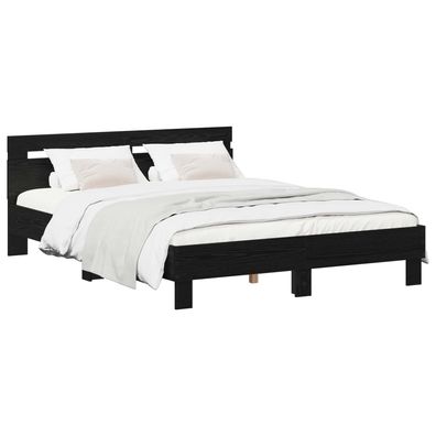 vidaXL Bettrahmen Schwarze Eiche 140 x 190 cm Holzwerkstoff