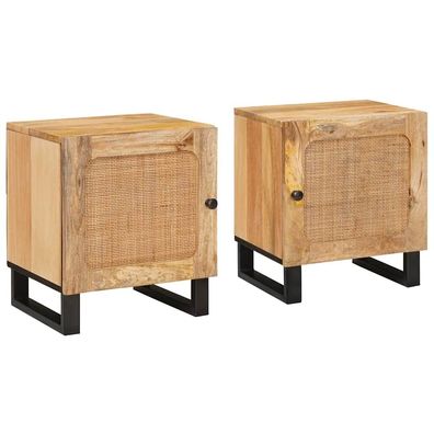vidaXL Nachttisch 2 pcs Natur 40 x 33 x 46 cm